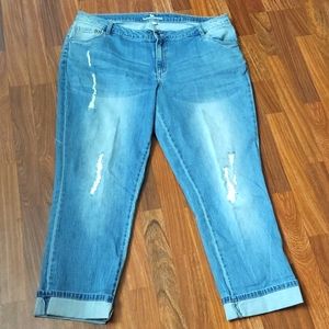 Woman Within Distressed Ankle Jeans